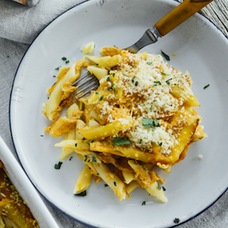 Pumpkin Macaroni and Cheese with Cheesy Panko Topping